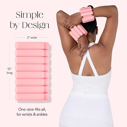 Pesas para Muñecas y Tobillos REALIKE para Mujeres, Set Portátil de Pesas para Brazo y Pierna de 2 (1LB Cada Uno) Ajustables de Silicona para Caminar, Yoga, Pilates, Aeróbicos y Gimnasio